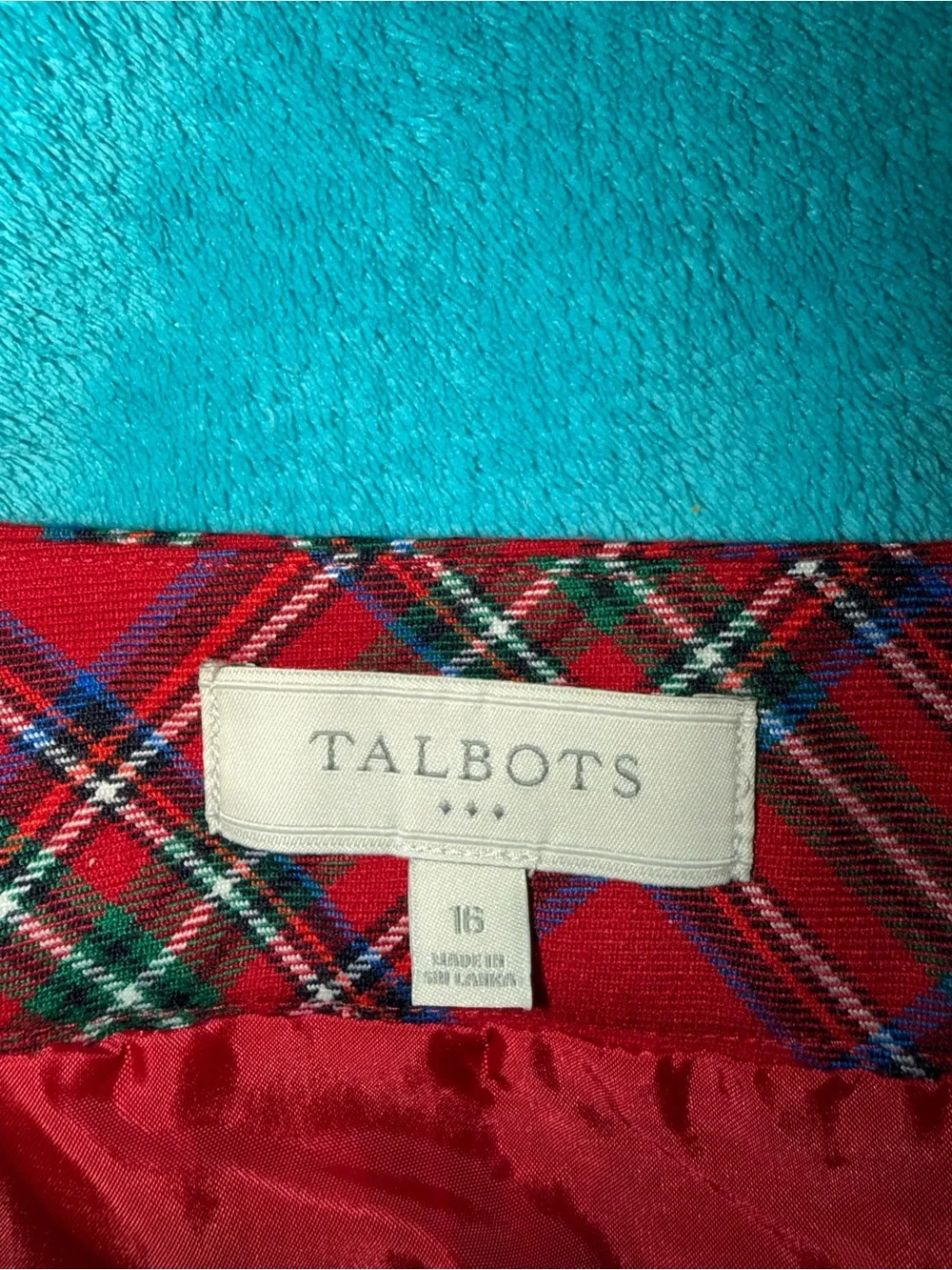 Talbots Red Plaid Pencil  Skirt